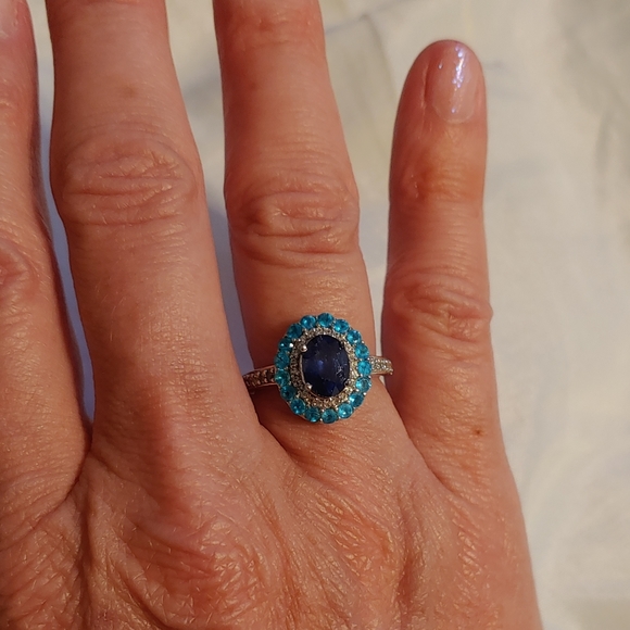 Sterling silver mult gemstone ring Marked 925 MLD - Picture 5 of 9